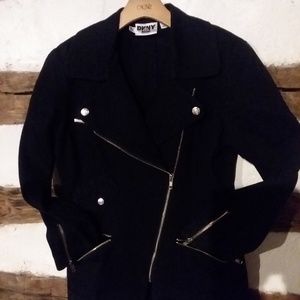 DNKY Ladies Multi-Zip Black Denim Jacket SZ 8